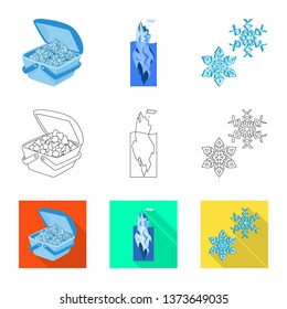 Vector design of texture  and frozen  icon. Set of texture  and transparent  stock symbol for web.