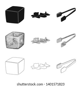 Vector design of texture  and frozen  icon. Set of texture  and transparent  stock vector illustration.