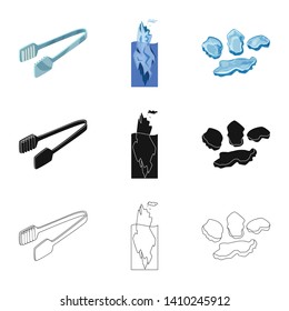 Vector design of texture  and frozen  icon. Collection of texture  and transparent  stock symbol for web.