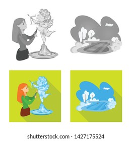 Vector design of texture and frozen icon. Collection of texture and transparent vector icon for stock.