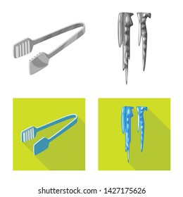 Vector design of texture and frozen icon. Set of texture and transparent stock symbol for web.