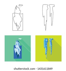 Vector design of texture and frozen icon. Set of texture and transparent stock vector illustration.