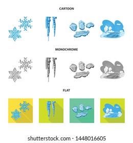Vector design of texture and frozen icon. Collection of texture and transparent vector icon for stock.