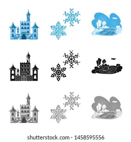 Vector design of texture and frozen icon. Set of texture and transparent vector icon for stock.