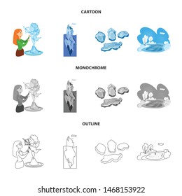 Vector design of texture and frozen icon. Set of texture and transparent stock symbol for web.
