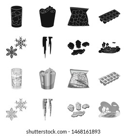 Vector design of texture and frozen icon. Set of texture and transparent stock symbol for web.
