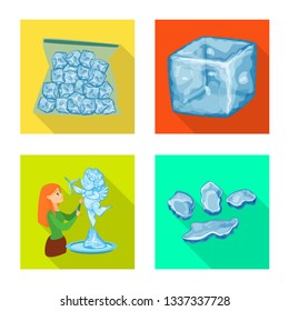 Vector design of texture  and frozen  logo. Collection of texture  and transparent  stock vector illustration.