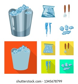 Vector design of texture  and frozen  logo. Collection of texture  and transparent  stock symbol for web.