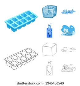 Vector design of texture  and frozen  logo. Set of texture  and transparent  vector icon for stock.