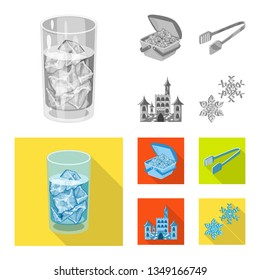 Vector design of texture  and frozen  logo. Set of texture  and transparent  stock symbol for web.