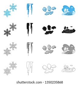 Vector design of texture  and frozen  logo. Set of texture  and transparent  stock vector illustration.