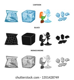 Vector design of texture  and frozen  logo. Collection of texture  and transparent  stock symbol for web.