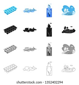 Vector design of texture  and frozen  logo. Set of texture  and transparent  stock vector illustration.