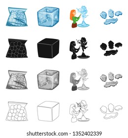 Vector design of texture  and frozen  logo. Collection of texture  and transparent  stock vector illustration.