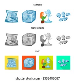 Vector design of texture  and frozen  logo. Collection of texture  and transparent  vector icon for stock.