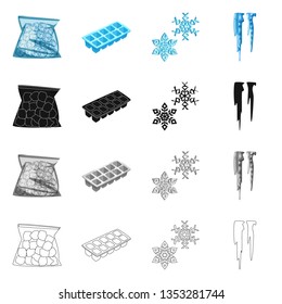 Vector design of texture  and frozen  logo. Collection of texture  and transparent  stock vector illustration.
