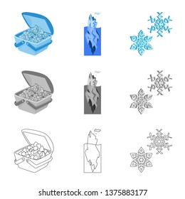 Vector design of texture  and frozen  logo. Collection of texture  and transparent  vector icon for stock.