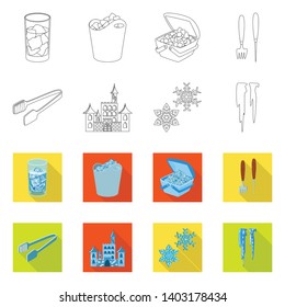 Vector design of texture  and frozen  logo. Collection of texture  and transparent  stock vector illustration.