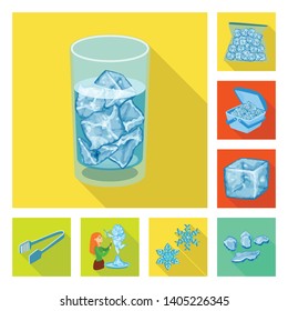 Vector design of texture  and frozen  logo. Set of texture  and transparent  stock symbol for web.