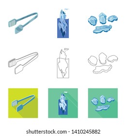 Vector design of texture  and frozen  logo. Set of texture  and transparent  stock symbol for web.