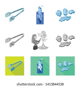 Vector design of texture  and frozen  logo. Collection of texture  and transparent  vector icon for stock.
