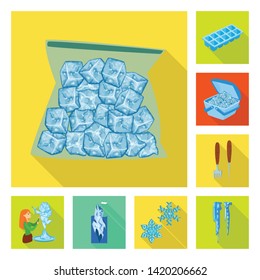 Vector design of texture  and frozen  logo. Collection of texture  and transparent  vector icon for stock.