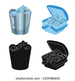 Vector design of texture and frozen logo. Set of texture and transparent stock vector illustration.