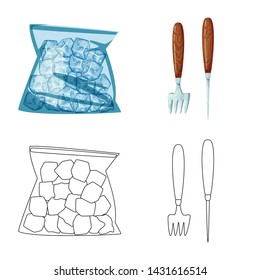 Vector design of texture and frozen logo. Set of texture and transparent vector icon for stock.
