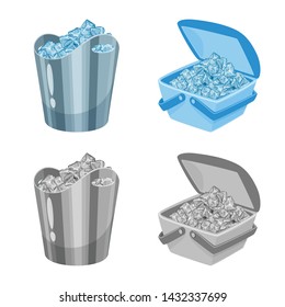 Vector design of texture and frozen logo. Set of texture and transparent stock symbol for web.