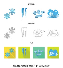 Vector design of texture and frozen logo. Set of texture and transparent vector icon for stock.
