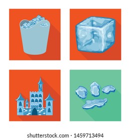 Vector design of texture and frozen logo. Set of texture and transparent stock vector illustration.