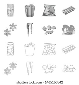 Vector design of texture and frozen logo. Collection of texture and transparent stock vector illustration.