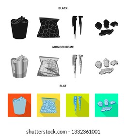 Vector design of texture  and frozen  sign. Set of texture  and transparent  stock vector illustration.