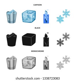 Vector design of texture  and frozen  sign. Set of texture  and transparent  stock symbol for web.