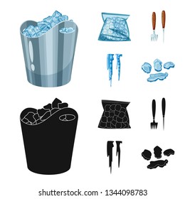 Vector design of texture  and frozen  sign. Set of texture  and transparent  stock vector illustration.