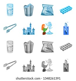 Vector design of texture  and frozen  sign. Set of texture  and transparent  stock vector illustration.