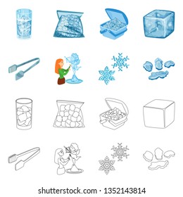 Vector design of texture  and frozen  sign. Collection of texture  and transparent  stock symbol for web.