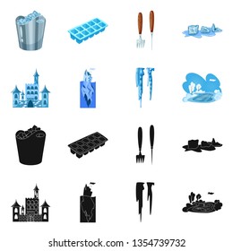 Vector design of texture  and frozen  sign. Set of texture  and transparent  vector icon for stock.