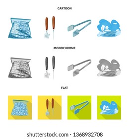 Vector design of texture  and frozen  sign. Collection of texture  and transparent  stock symbol for web.