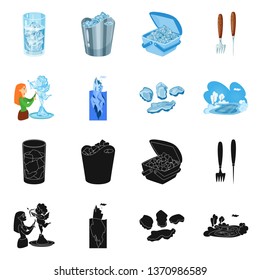 Vector design of texture  and frozen  sign. Collection of texture  and transparent  stock symbol for web.