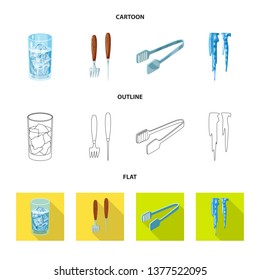 Vector design of texture  and frozen  sign. Set of texture  and transparent  stock symbol for web.