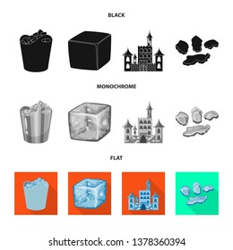 Vector design of texture  and frozen  sign. Collection of texture  and transparent  stock symbol for web.