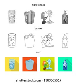 Vector design of texture  and frozen  sign. Set of texture  and transparent  vector icon for stock.
