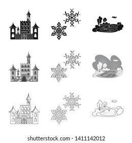 Vector design of texture  and frozen  sign. Collection of texture  and transparent  stock symbol for web.