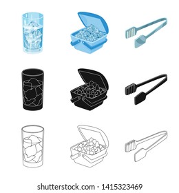 Vector design of texture  and frozen  sign. Set of texture  and transparent  stock symbol for web.