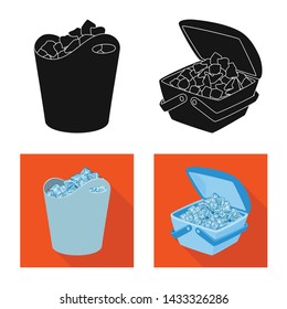 Vector design of texture and frozen sign. Set of texture and transparent stock symbol for web.