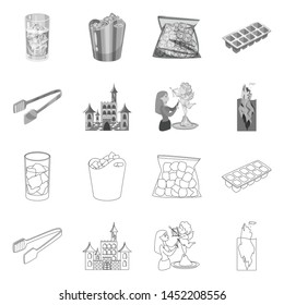 Vector design of texture and frozen sign. Collection of texture and transparent vector icon for stock.