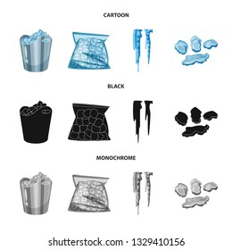 Vector design of texture  and frozen  symbol. Set of texture  and transparent  vector icon for stock.