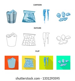Vector design of texture  and frozen  symbol. Set of texture  and transparent  stock vector illustration.