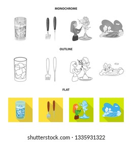 Vector design of texture  and frozen  symbol. Set of texture  and transparent  stock vector illustration.